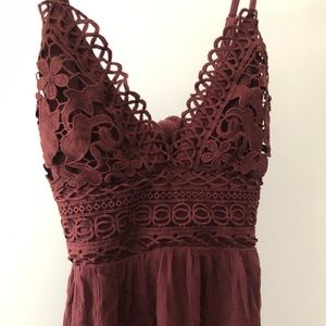 Windsor Dress Open Back Lace Burgundy Straps